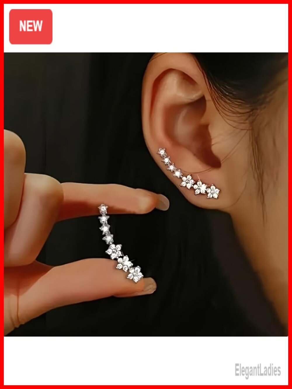 Women's Sequin Floral Earrings Elegant Bezel Set Flower Studs